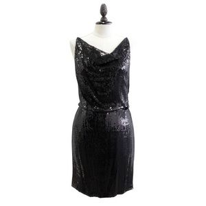 Robert Rodriguez new black silk sequin dress size0